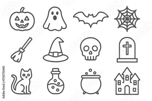 Icons icon black vector tombstone hat potion grid skull halloween ghost haunted