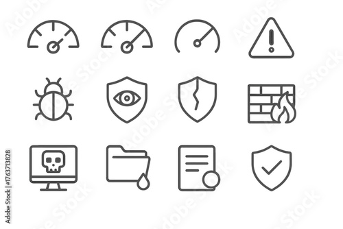 Leak vector risk threat system firewall malware icon cyber icons detected suspicious