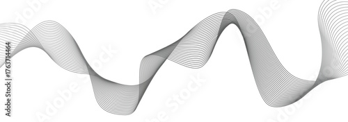 Gray wavy line design calming rhythms vector design element fit for header, banner, poster, background