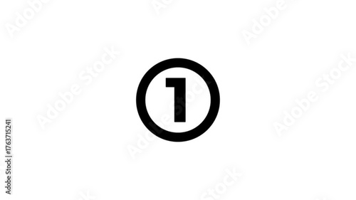 5 seconds countdown timer with white circle countdown animation and white number countdown on black background 0 to 5 seconds on transparent background with alpha channel, 5 second countdown time