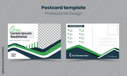 Editable modern corporate financial postcard template design