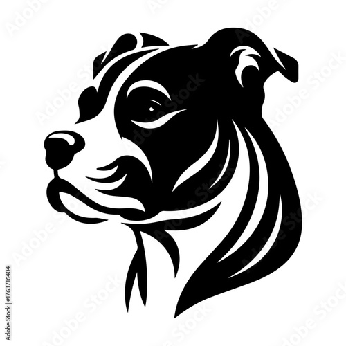 Elegant Black and White Dog Portrait: A Striking Silhouette.