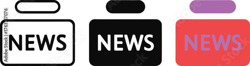 News icon set in different styles for information and communication