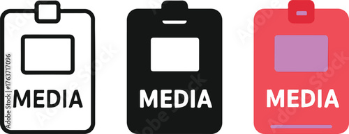 Media Pass Icon Set for Press and Journalism Concept Illustration