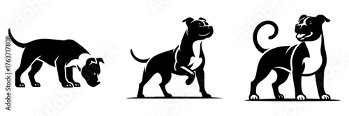 Dog Silhouette Series: Playful Poses and Expressions in Black and White.