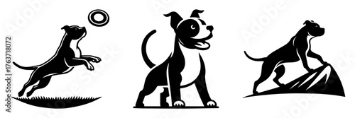 Dog Silhouette Collection: Playful Energetic and Adventurous Poses.