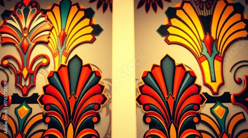 Cinematic Art Deco Floral Pattern Background_2