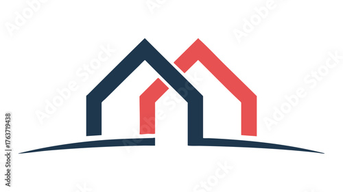 Modern intertwined houses logo design for real estate and property services vector