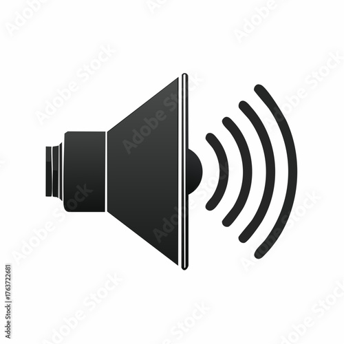 Dynamic vector illustration of a speaker icon with sound waves of increasing amplitude, symbolizing volume up or audio output