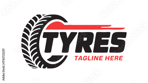 Dynamic tyre company logo featuring bold text and tire tread vector