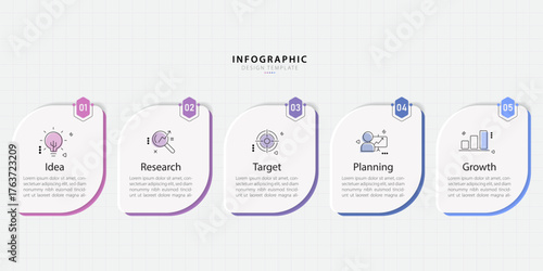 Timeline Creator infographic template. 5 Step timeline journey, calendar Flat simple infographics design template. presentation graph. Business concept with 5 options, gantt vector illustration.