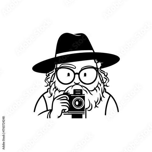 Movie Director. Movie Director simple black and white line art vector logo