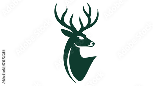 Majestic antlered deer head silhouette logo design for outdoors and nature brands vector