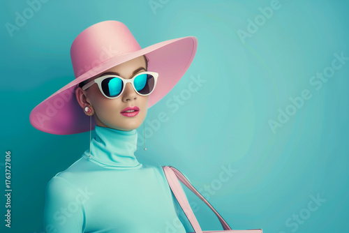 A woman wearing a pink hat and sunglasses. black friday, deal,