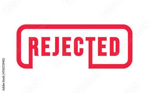 Red Rejected Stamp with Rectangular Outline sign symbol