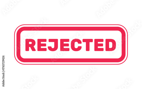 Red Rejected Stamp with Rounded Rectangle Outline sign symbol
