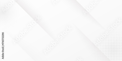 Modern white abstract background with soft diagonal lines and dotted halftone pattern. Minimal clean vector design suitable for business, technology, corporate, and elegant presentation templates.