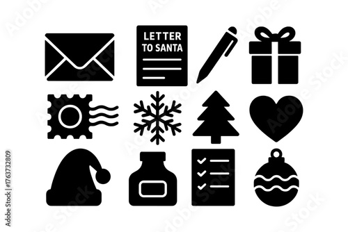 Silhouette christmas icons: holiday symbols with festive cheer and seasonal flair