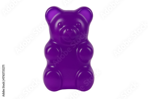 Delicious purple gummy bear candy isolated on transparent background