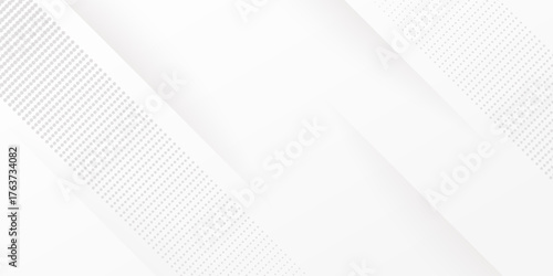 Modern white abstract background with soft diagonal lines and dotted halftone pattern. Minimal clean vector design suitable for business, technology, corporate, and elegant presentation templates.
