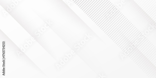 Modern white abstract background with soft diagonal lines and dotted halftone pattern. Minimal clean vector design suitable for business, technology, corporate, and elegant presentation templates.