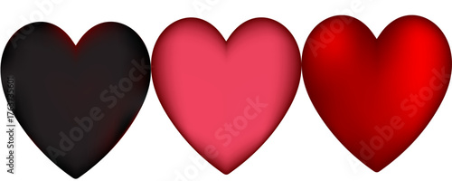 Collection of Love Heart Symbol Icons. Heart icon set. Red and black hearts symbol, love sign isolated on white background romance vector. Love Illustration Set with Solid Vector Hearts.