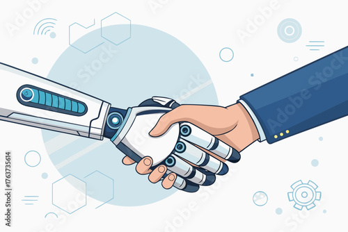 Showcasing Futuristic Robot Hand Shak Dynamic Professional Photo