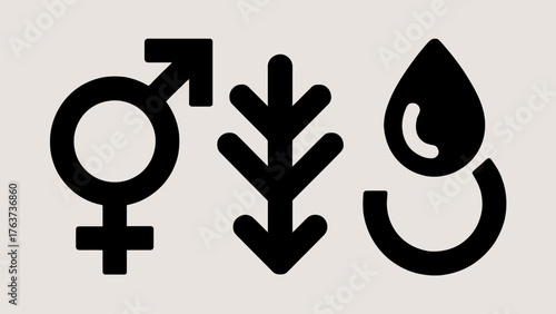 Gender Identity and Expression Symbols with Male Female Transgender and Fluid Concepts in Bold Design