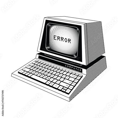 Computer old retro illustration vector