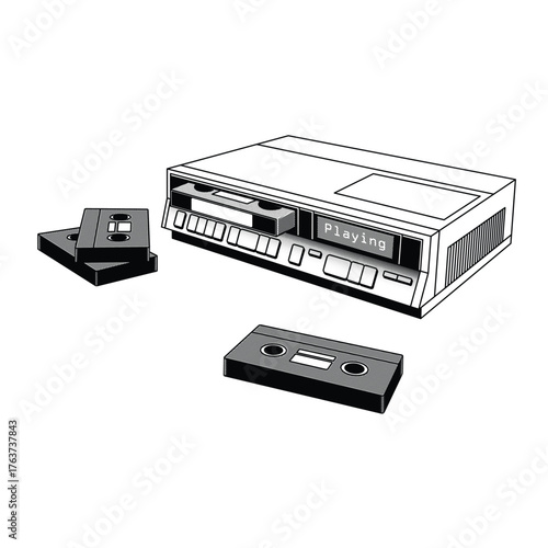 VCR player old retro illustration vector