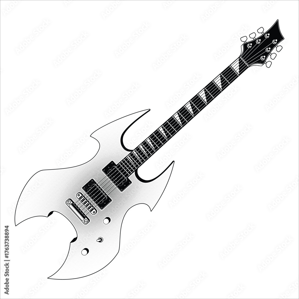 Fototapeta premium Guitar electric black metal illustration vector