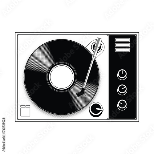 Vinyl record player old vintage vector