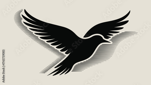 Elegant dove soaring freely, symbolizing peace and hope with a modern, minimalist design perfect for impactful logos and serene branding projects