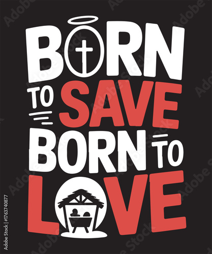 Beautiful Christian Christmas Design Featuring Cross, Nativity Scene, Holy Night Star, and Peace on Earth Typography for Faith-Based Holiday Greeting, Bible Verse Quote, Jesus Birth Celebration Art