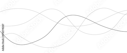Technology abstract lines on white background. Undulate Grey Wave Swirl, frequency sound wave, twisted curve lines with blend effect
