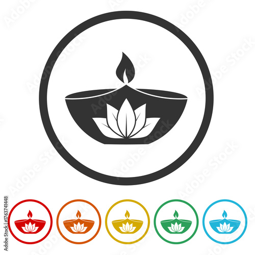 Candle with Lotus Flower for Traditional Spiritual Spa icon