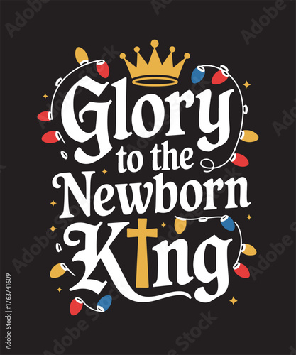 Beautiful Christian Christmas Design Featuring Cross, Nativity Scene, Holy Night Star, and Peace on Earth Typography for Faith-Based Holiday Greeting, Bible Verse Quote, Jesus Birth Celebration Art