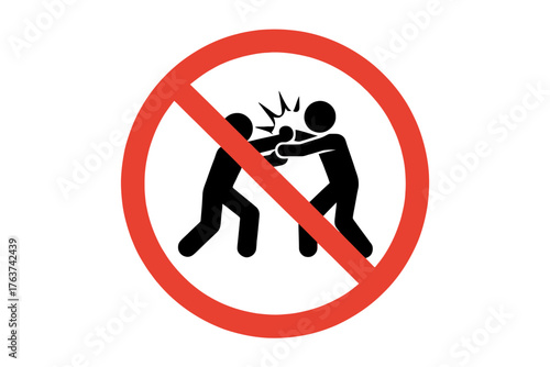 No fighting sign prohibition symbol violence prevention safety rules