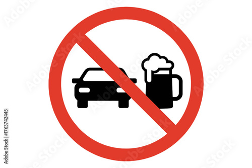 No drinking and driving sign prohibition alcohol safety awareness