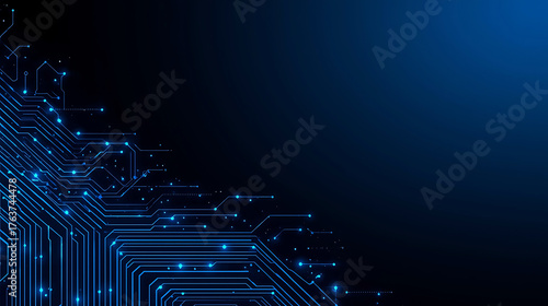 Modern Technology Background with Blue Circuit Board Design for Digital Innovation and Connectivity