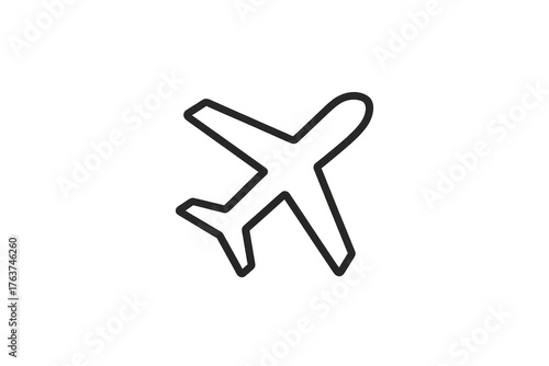 Airplane icon representing air travel and flight on transparent background