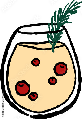 Hand Drawn Champagne, Wine Glass