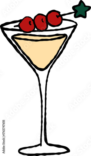 Hand Drawn Champagne, Wine Glass
