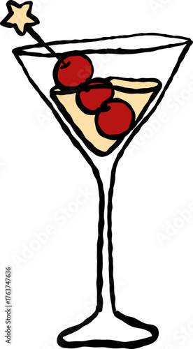 Hand Drawn Champagne, Wine Glass