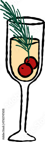 Hand Drawn Champagne, Wine Glass