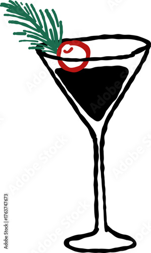 Hand Drawn Champagne, Wine Glass