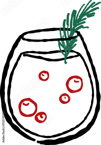 Hand Drawn Champagne, Wine Glass