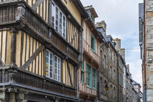 Beautiful ancient half-timbered houses of Dinan in Cotes-d'Armor, Brittany, France