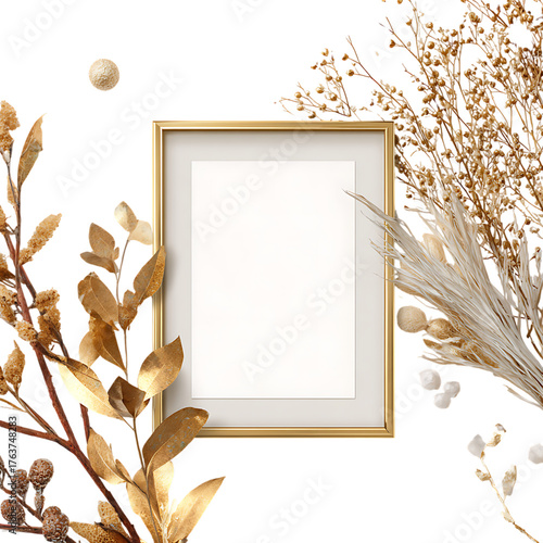 GOLDEN COLOUR BLANK PHOTO FRAME IN THE MIDDLE elegant minimal home decor design
