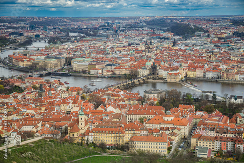 Prague, Czech republic - March 31, 2023. Panoramic view of lookout tower Petrin